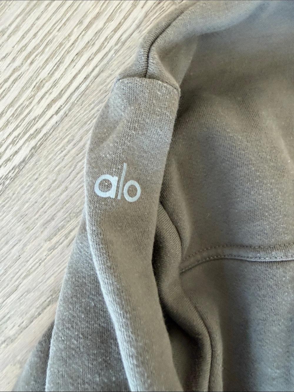 ALO Yoga Olive Green Cropped Half-Zip Hoodie - Picture 5 of 5